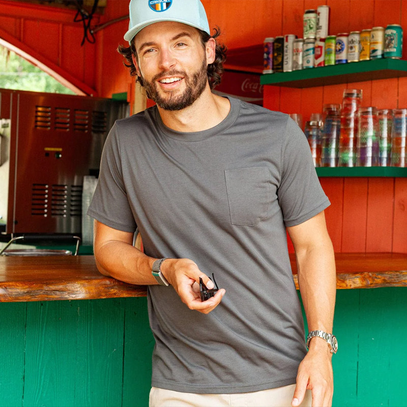 户外男美利奴羊毛速干衣s口袋短袖徒步登山跑步运动美丽诺T恤快干