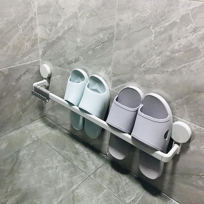 浴室拖鞋架壁挂式免打孔卫生间厕所墙壁放鞋收纳置物架太空铝挂架