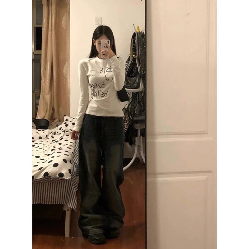 大码胖mm白色字母长袖t恤女春秋冬新款修身显瘦减龄休闲百搭上衣,女装/女士精品,大码内搭,淘宝优惠券,粉丝福利购,淘宝优惠卷