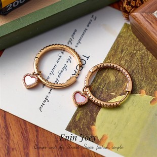 2025新款女爆款耳钉贝母爱心耳坠带钻圈圈金色高级感轻奢大圈耳环