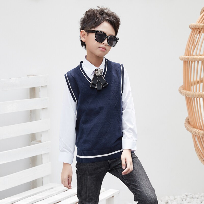 儿童马甲背心针织毛线男童春秋薄款套头马夹女童宝宝毛衣坎肩反季