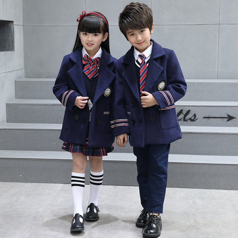 小学生校服西装马甲套装秋冬装幼儿园园服学院风儿童班服节日表演