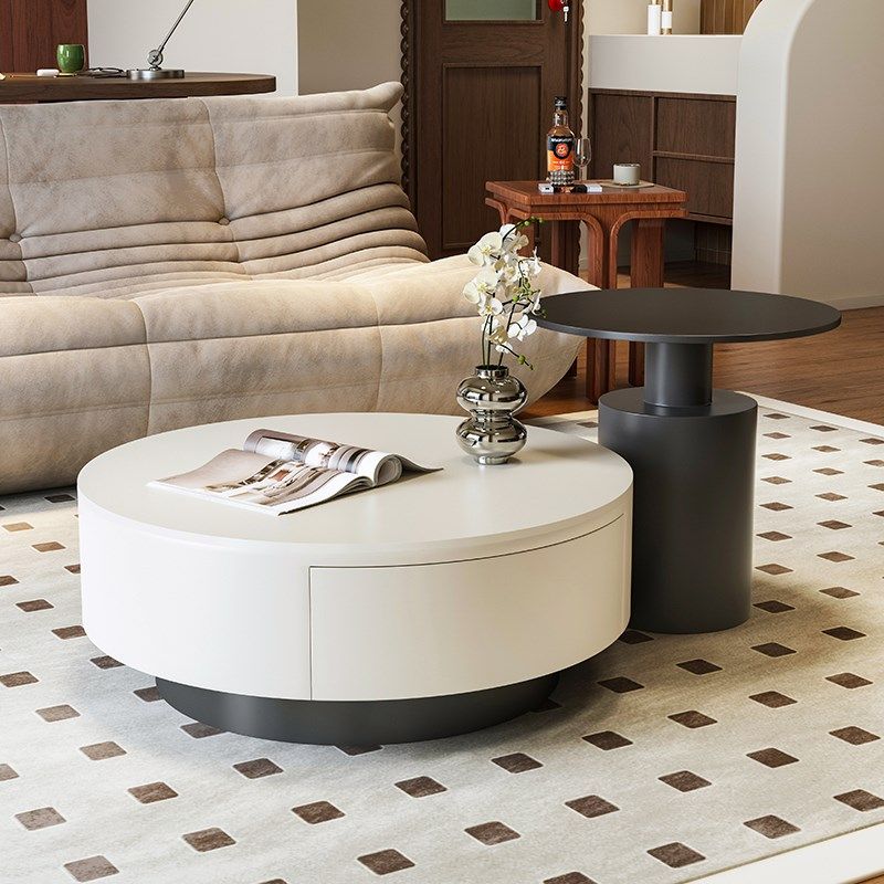 现代简约圆形岩板茶几桌组合客厅家用轻奢高级感小户型极简茶台,住宅家具,茶几,淘宝优惠券,粉丝福利购,淘宝优惠卷