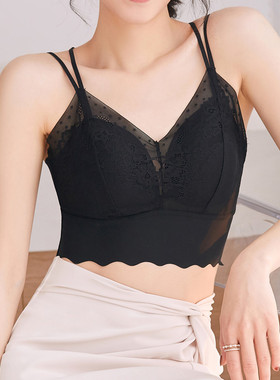 美背内衣小胸聚拢显大抹胸女内搭B夏季带胸垫吊带背心白色打底上