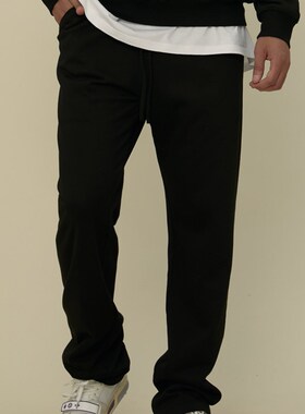 11E 340g春夏凉爽基础色直筒休闲黑色男女舒适垂感X长裤修身修腿
