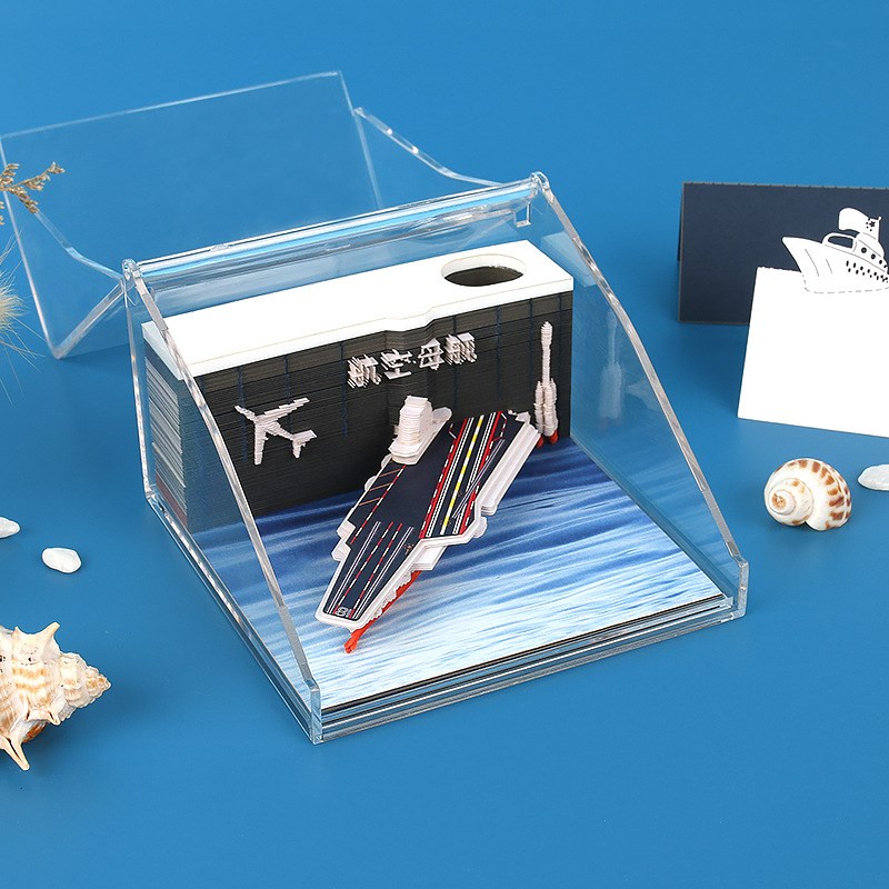 国潮文玩旅游景点创意礼品3d立体便签本纸雕滑雪便签纸摆件