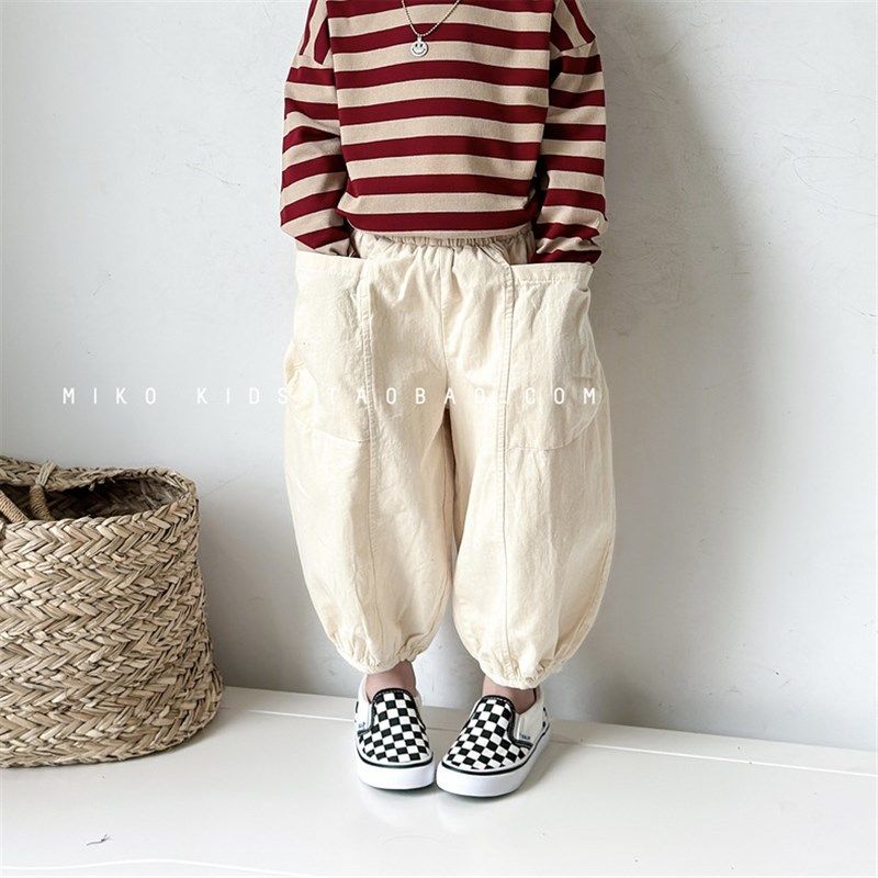 儿童裤子2024春秋新品女童棉麻休闲裤韩国男宝宝复古宽松灯笼长裤,童装/婴儿装/亲子装,裤子,淘宝优惠券,粉丝福利购,淘宝优惠卷