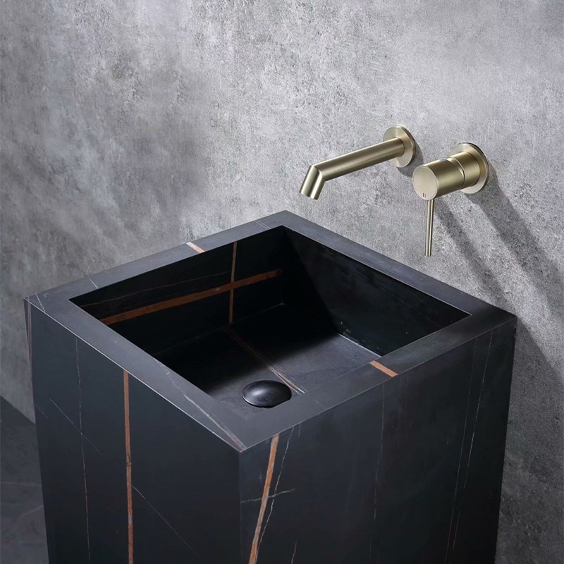 全铜枪灰色暗装面盆水龙头冷热入墙式隐藏式洗脸盆台上盆龙头