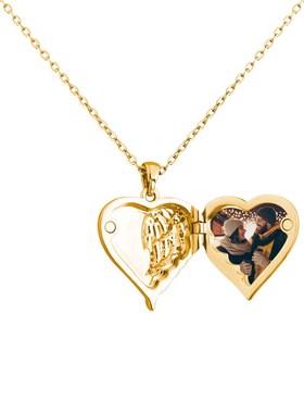 2023年母亲节新款爱心照片项链女款时尚百搭锁骨链个性铜材质吊坠