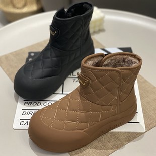 舒適厚底百搭網(wǎng)紅雪地靴女2024冬新款 加絨加厚保暖洋氣.一腳蹬短