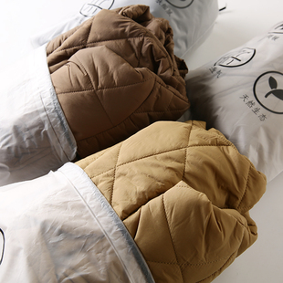 意式轻奢!复古叠穿!加厚纯色菱形格保暖棉衣男简约无领棉服外套