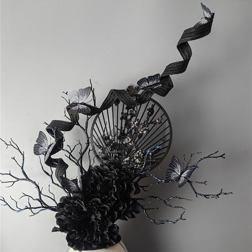 古典中国风古装旗袍配饰汉服走秀模特舞台影楼女创意造型扇子头饰