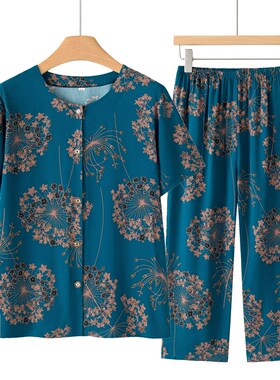 2025新款中老年妈妈装短袖棉绸套装开衫两件套60-708Z0岁奶奶装