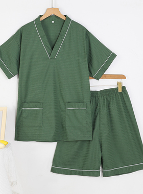 高档汗蒸服纯棉男款柔软足v浴店客人睡衣洗浴中心汤泉按摩桑拿服