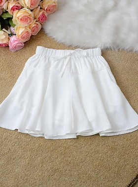 春夏季新款韩版高腰百褶sa字半身裙女士显瘦学生蓬蓬裙雪纺短裙子