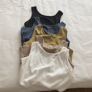 2024新款 上衣 竹节棉V领背心女宽A松显瘦慵懒休闲百搭外穿吊带无袖