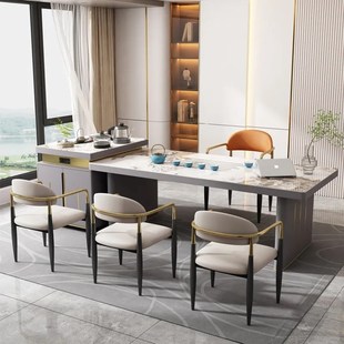 轻奢岛台茶桌椅组合n现代办公室岩板茶台简约泡茶桌多功能功夫茶