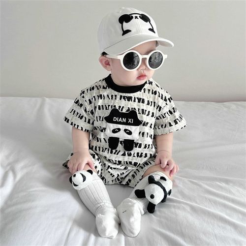 婴儿连体衣夏季棉质短袖满印立体卡通爬服新N生儿外出衣服哈衣薄