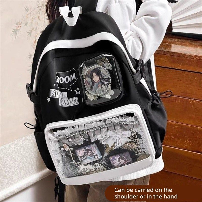 书包带痛层双肩包日系痛包吧唧二次元透明校园大容量食量背包学院,箱包皮具/热销女包/男包,双肩背包,淘宝优惠券,粉丝福利购,淘宝优惠卷