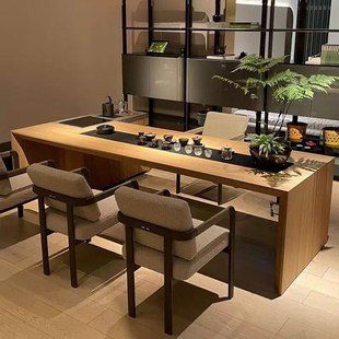 新中式 高端黑胡桃木茶台会客接 实木茶桌轻奢现代高级感2z025新款