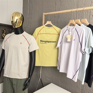 T恤 男女外贸户外拼B接撞色印花骑行运动圆领短袖 山系机能风 夏季