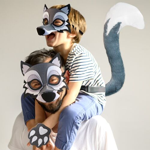 大灰狼尾巴成人j儿童抓尾巴幼儿园亲子活动游戏面具爪子套装