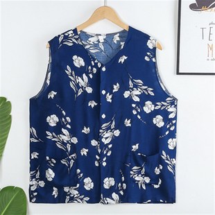 宽松大 坎肩睡衣女奶奶纯棉女装 老太太开衫 系扣背心老人夏v天薄款