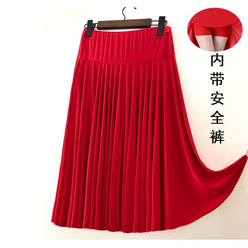 【带安全裤c】新款广场舞裙子半身裙中裙夏舞蹈演出交谊舞大摆裙