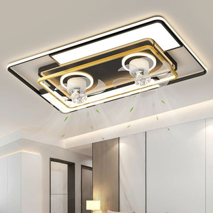 新款 长方形双风扇客厅吸顶灯现代简约大气大厅主卧室房间灯具套餐