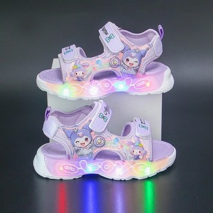 儿童公主凉拖女孩发光Z沙滩鞋 童鞋 夏季 库洛米2025新款 亮 女童凉鞋