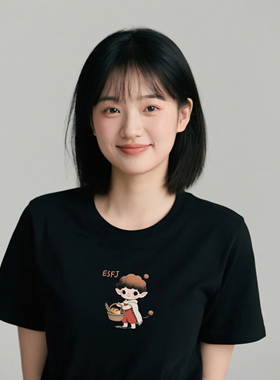 WPRA原创mbti潮流T恤手绘精灵ESFJ男女情侣纯棉220g重磅不透短袖