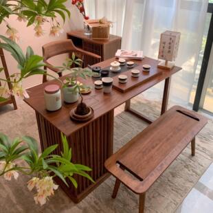 禅意功夫茶台客厅家用小户型茶室茶艺泡茶桌 阳台茶桌椅组合新中式