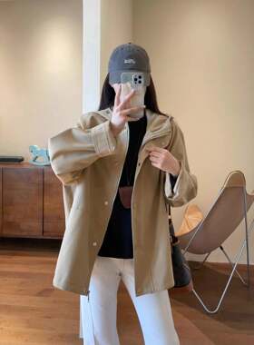 朵妮 品质天丝棉廓形显瘦小个子短款连帽风衣夹克外套秋
