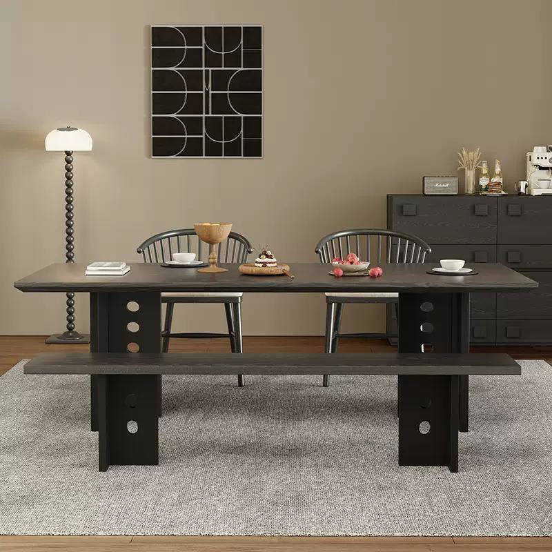 严选现代简约实木餐桌椅组合家用客厅吃饭餐桌实木书桌办公工作台