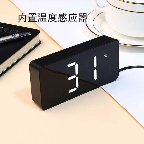 智能静音led夜光镜面多功能电子时钟闹钟学生专用闹钟儿童礼品
