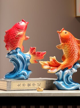新中式创意陶瓷锦鲤鱼招财摆件玄关电视柜年年有余如鱼得水装饰品