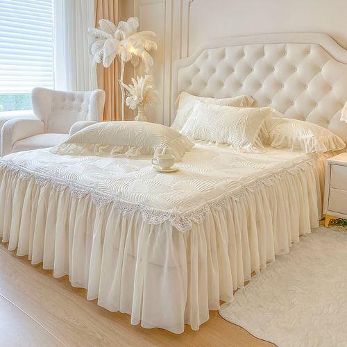 2025新款夏季冰豆豆凉席v床裙款冰丝席三件套可机洗空调软席子法