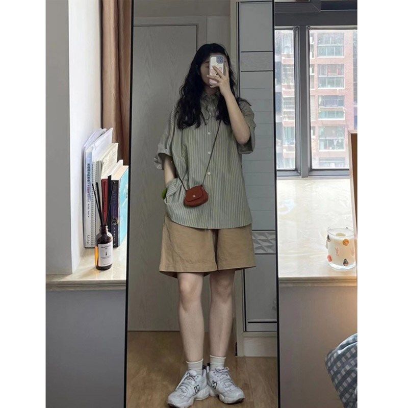 纯棉卡其色休闲工作服短裤女夏季日系小个子宽松显瘦直筒阔腿五分,女装/女士精品,休闲裤,淘宝优惠券,粉丝福利购,淘宝优惠卷