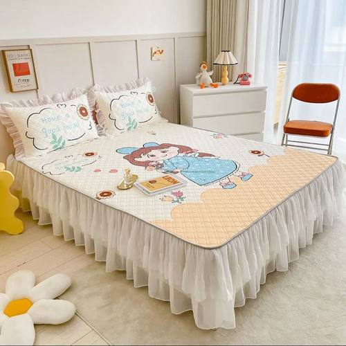 天然乳胶凉席夏被四件套夏季床裙款冰丝席三N件套可机洗折叠空调