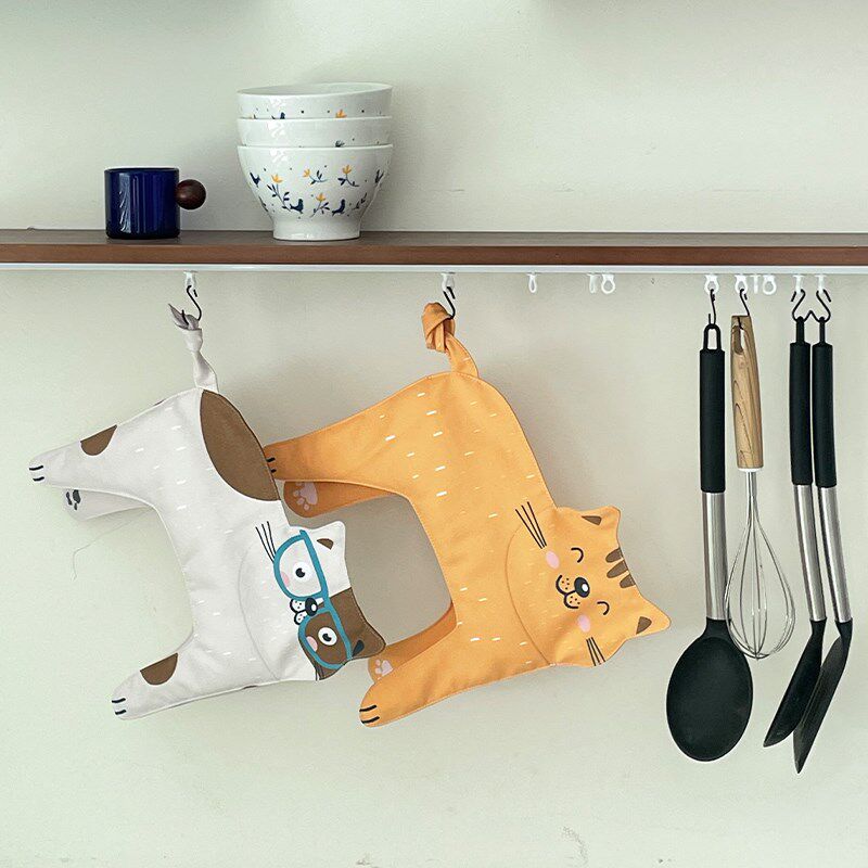 万能擦手巾搽手巾可爱猫咪厨房速干可挂K式夹棉擦碗巾擦手毛巾吸