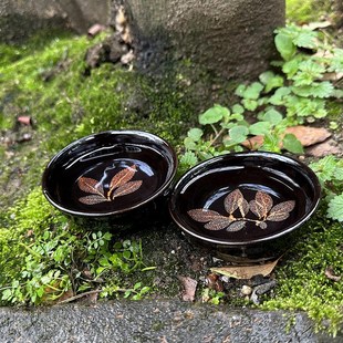 【榆树叶】木叶天目盏纯手工茶杯单杯吉州窑主人杯木叶盏酒杯