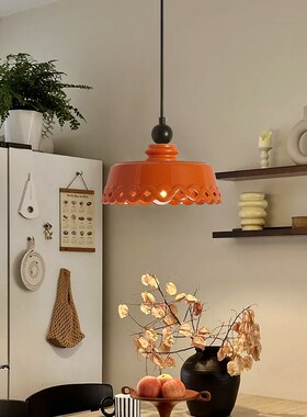 橙色陶瓷卧室吊灯日式彩色吧台玄关过道中古风餐厅吊线灯
