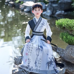 侠客唐装 男童汉服2024新款 小男孩将军帅气古装 薄款 儿童演出服 夏季