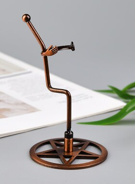 新款金色多功能创意原石矿标水晶柱子金属符P文底座文玩展示收纳