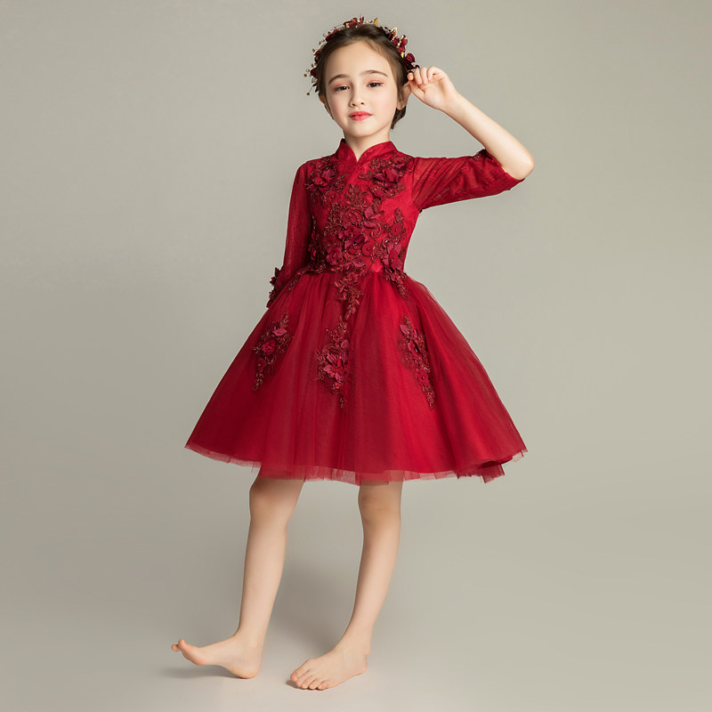 儿童晚礼服公主裙女童高贵走秀婚纱长袖蓬蓬纱小花童钢琴演出服冬,童装/婴儿装/亲子装,儿童礼服,淘宝优惠券,粉丝福利购,淘宝优惠卷