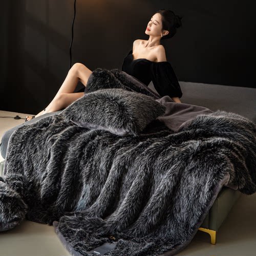 Elegant Faux Fur Throw Blanket Fluffy Cozy Couch Blankets 毯