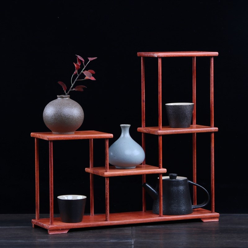 小博古架榫卯结构花梨木中式红木多宝阁实木紫砂壶茶具摆件展示架