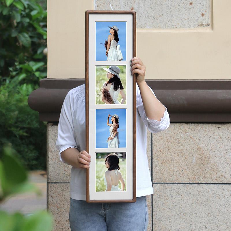 长条实木相框结照婚纱照片作成结婚连宫格多图挂墙画框