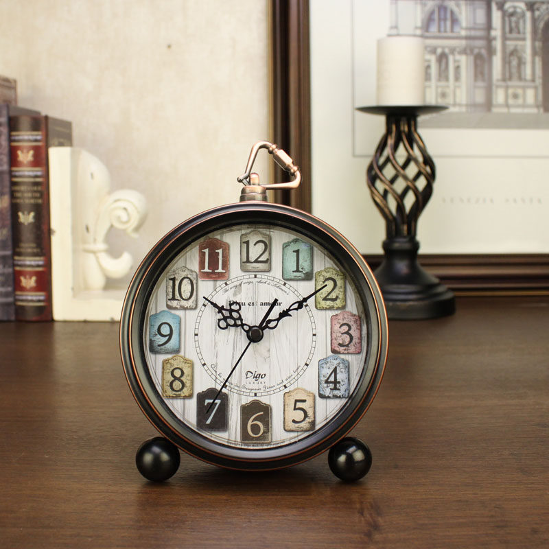 迪钟表 台式客厅创意小闹钟卧室床头静音桌面时钟复古台钟,家居饰品,台钟/闹钟,淘宝优惠券,粉丝福利购,淘宝优惠卷