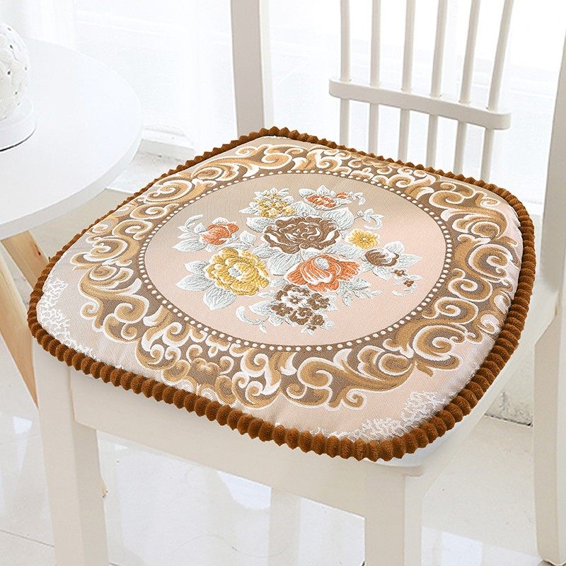 欧式餐椅垫加厚田园布艺奢华餐桌椅子坐垫中号四季用拆洗垫